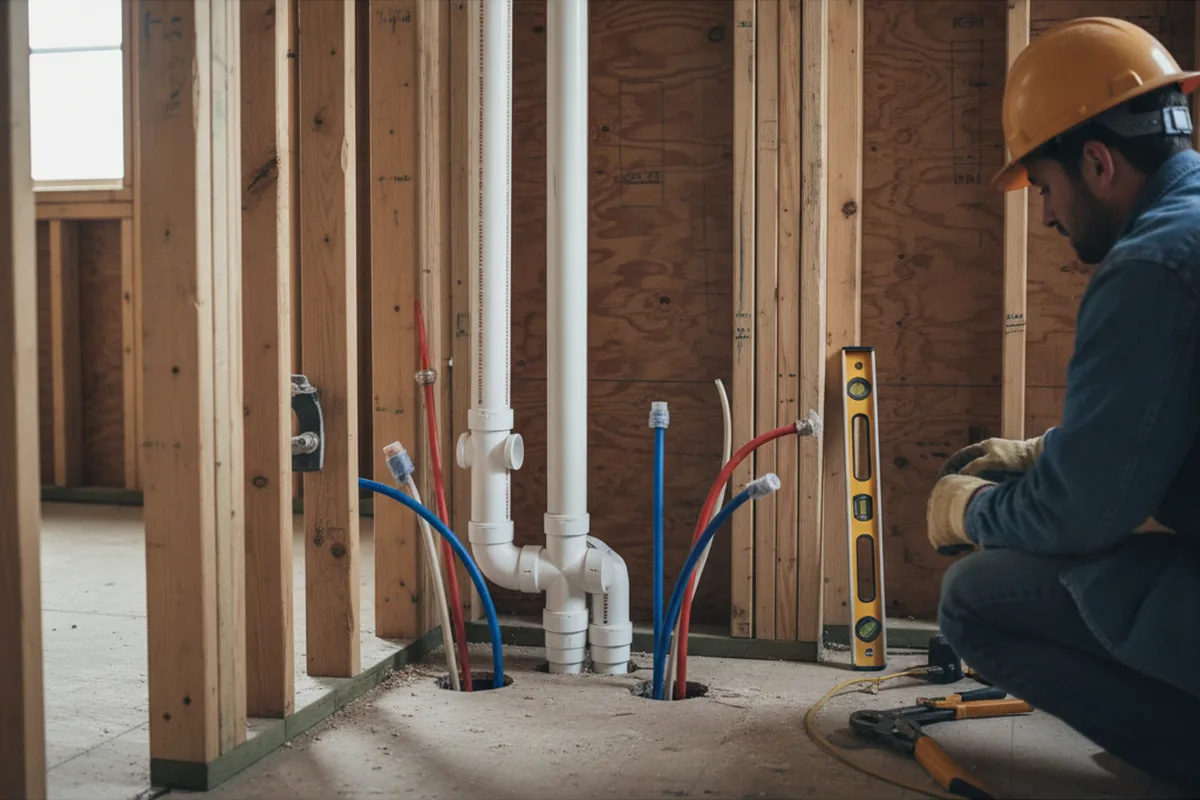 Drain and supply rough-in during Leak Detection in Old Lyme